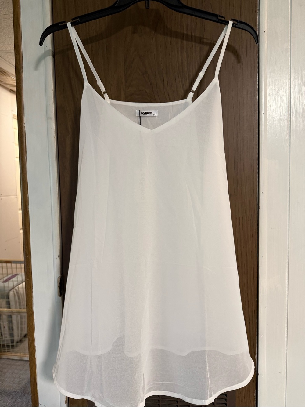 zeagoo White Double-Strap Chiffon Camisole